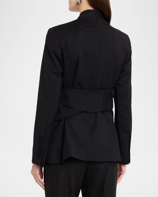 Twp Black After Five Collarless Wool Suiting Blazer