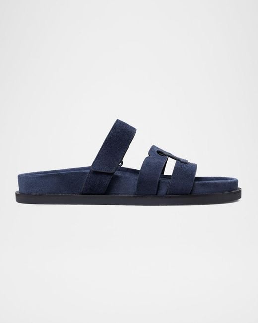 Tory Burch Blue Ines Suede Triple-Band Sport Mule Sandals