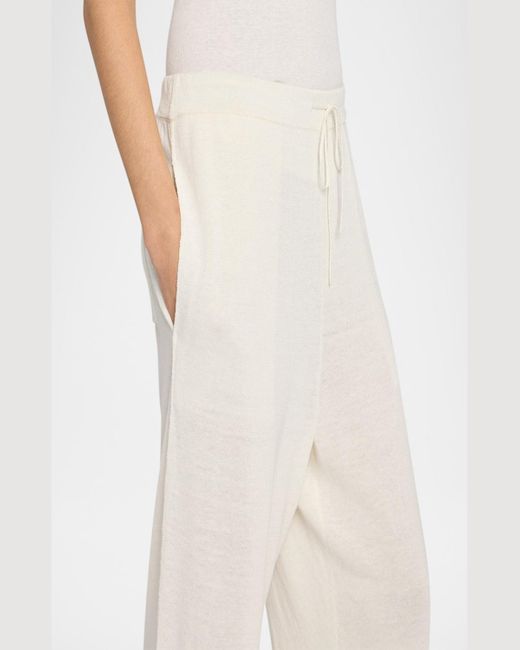 The Row White Jory Linen Straight-Leg Drawstring Pants