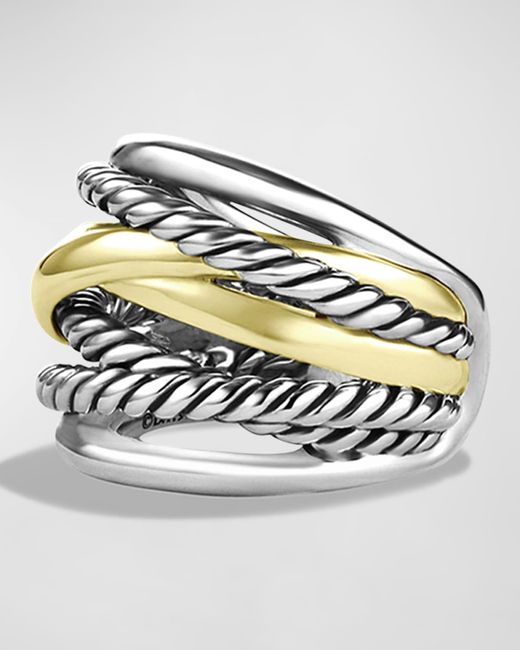 David Yurman Metallic Crossover Wide Ring With Gold
