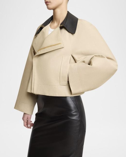 Givenchy Natural Leather Collar Zip Cocoon Jacket