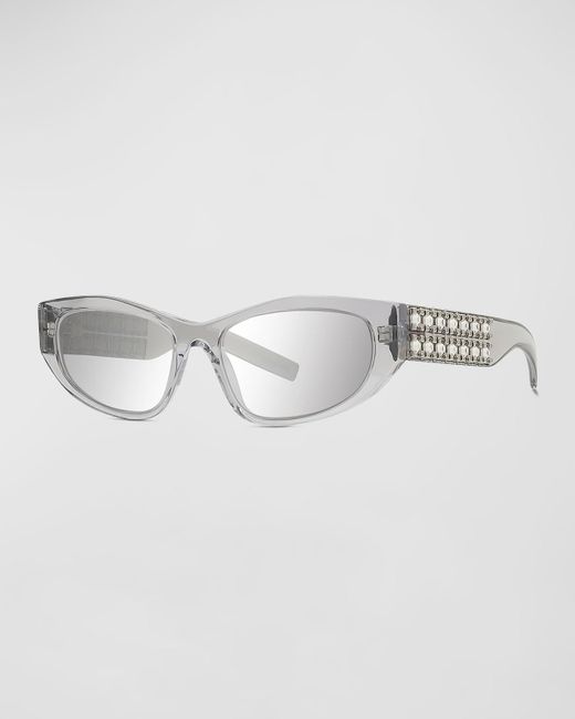 Givenchy Gray Plumeties Crystal & Acetate Cat-Eye Sunglasses