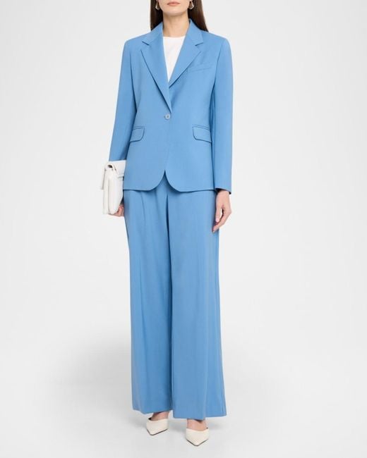 Weekend by Maxmara Blue Single-Button Stretch Wool Jacket