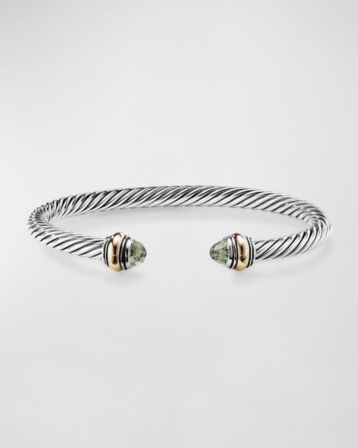 David Yurman Gray Cable Bracelet With Gemstone In Silver With 14k Gold, 5mm