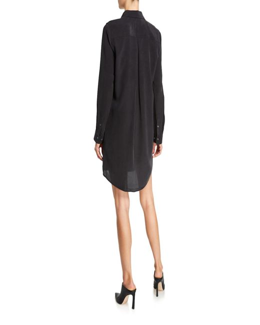 Equipment Black Essential Long-Sleeve Silk Shirtdress