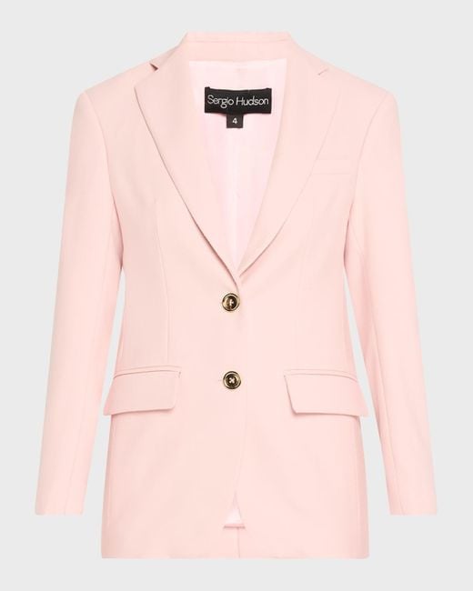 Sergio Hudson Pink Single-Breasted Wool Blazer