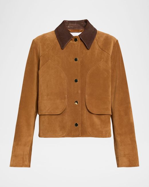 Veronica Beard Brown Walters Cropped Suede Jacket