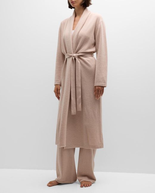 Neiman Marcus Natural Cashmere Shawl-Collar Robe