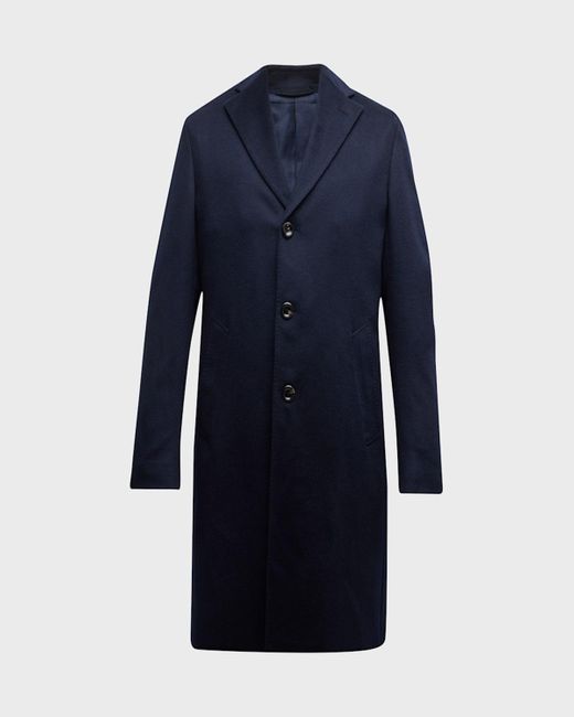 Neiman Marcus Blue Solid Cashmere Topcoat for men