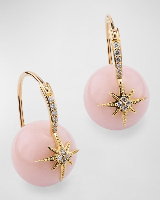 Sydney Evan Pink 12Mm Pavé Starburst Bead Earrings On Opal