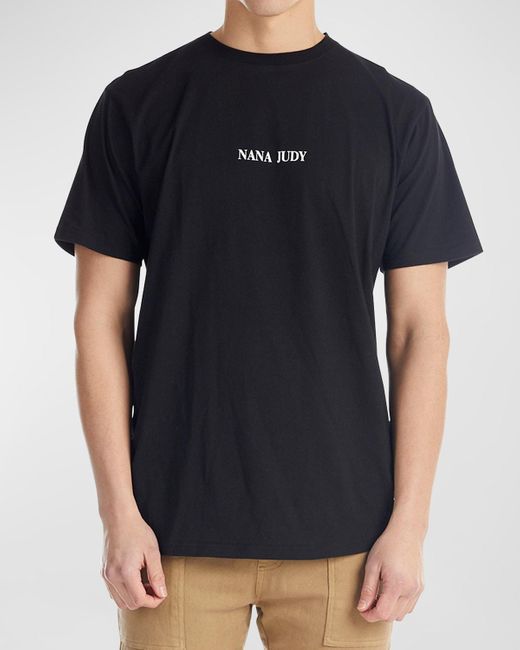 NANA JUDY Black Avenue Logo T-shirt for men
