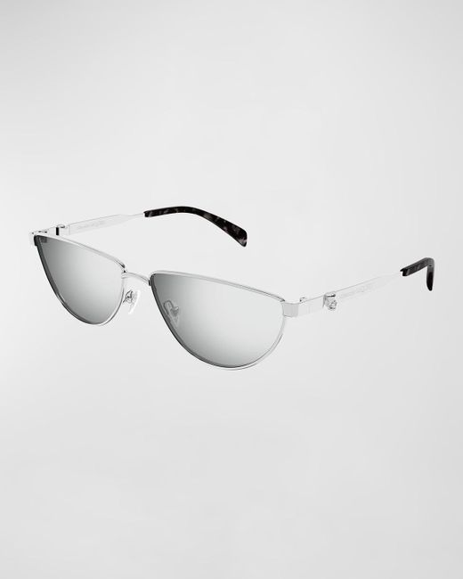 Alexander McQueen Metallic Mirrored Metal Cat-eye Sunglasses