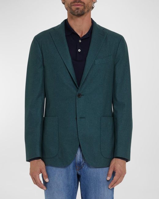 Boglioli Green Patch-pocket Solid Blazer for men