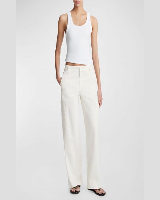 Vince White Scoop-Neck Ribbed Tank Top