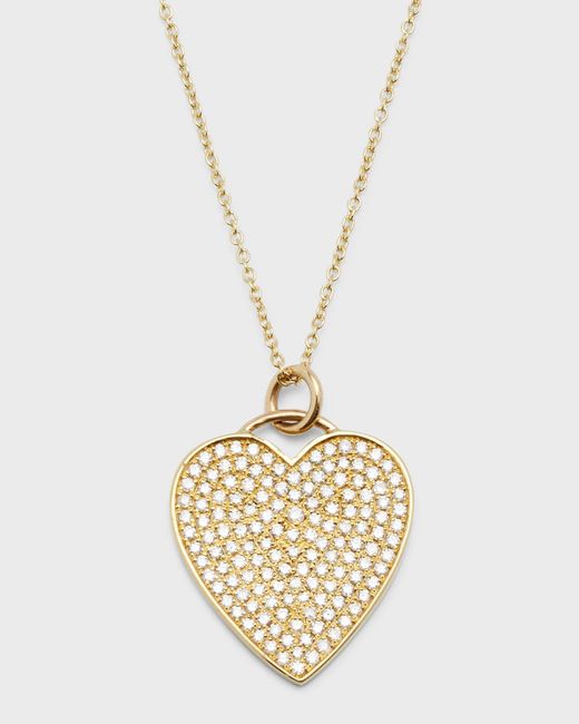 Jennifer Meyer Metallic Yellow Gold Pave Diamond Heart Pendant Necklace