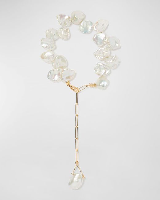 Milamore White Pearl Duo Chain Bracelet In 18k Gold