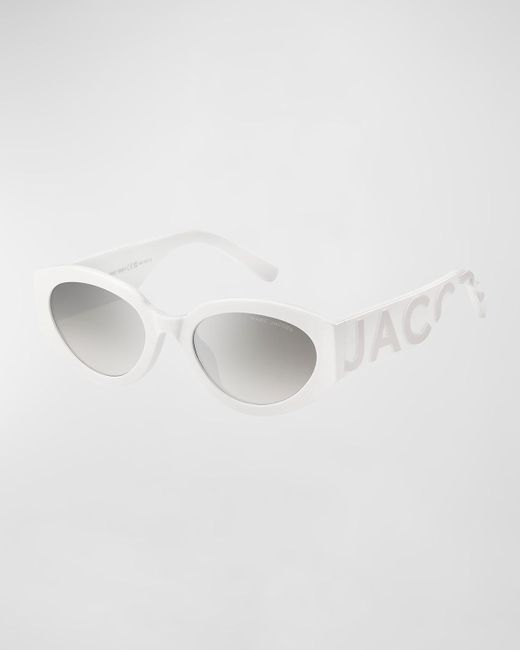 Marc Jacobs White Mirrored Acetate Oval Sunglasses
