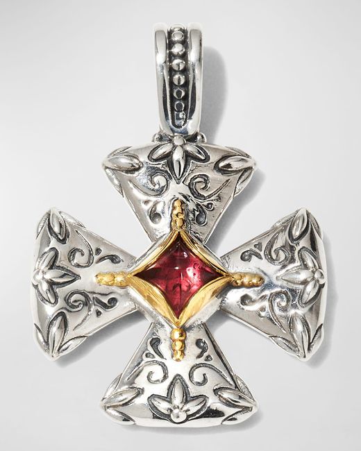 Konstantino Gray Pink Tourmaline Maltese Cross Pendant