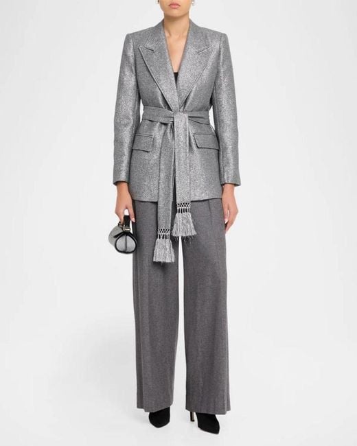 Kobi Halperin Gray Trinity Belted Metallic Jacket