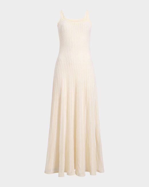 Khaite White Thora Cashmere Pintelle Knit Maxi Dress With Cape