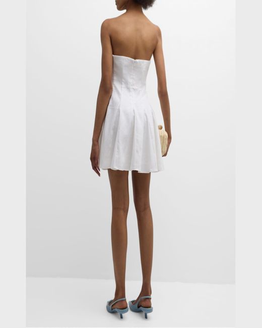 MILLY White Cameron Strapless Godet Mini Dress