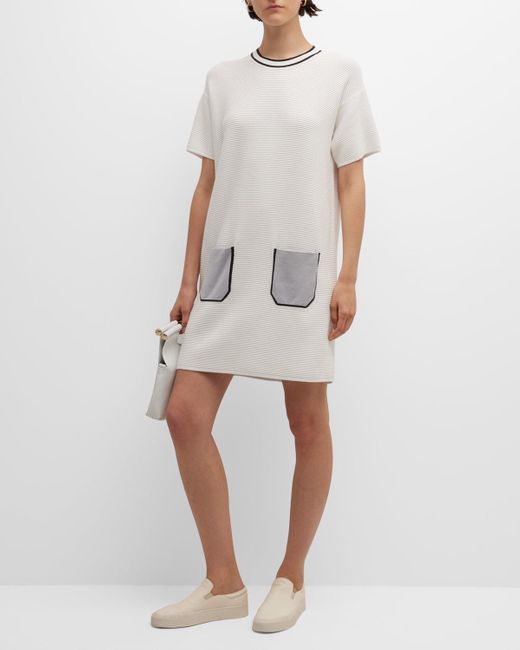 Emporio Armani White Ribbed Short-sleeve T-shirt Dress
