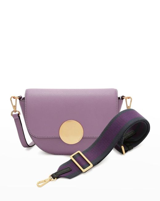 orYANY Purple Lottie Saddle Leather Crossbody Bag