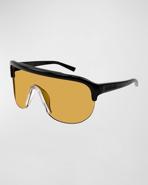 Gucci Metallic Oversized Acetate Shield Sunglasses for men
