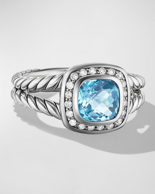 David Yurman Blue Petite Albion Ring With Gemstone And Diamonds