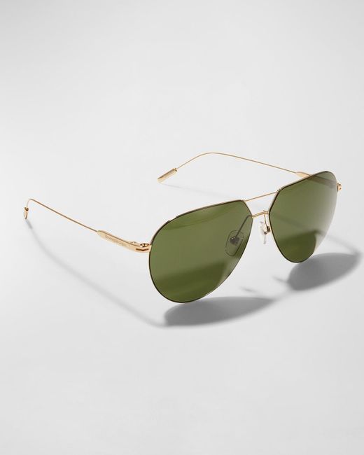 Zegna Natural Metal Double-bridge Aviator Sunglasses for men
