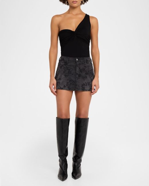 Cout de la Liberte Black Floral Denim Mini Skirt