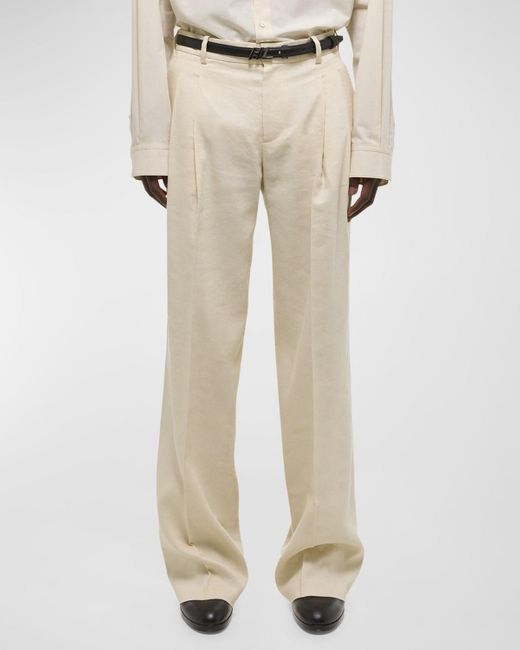 Helmut Lang Natural Double-Pleated Pants for men