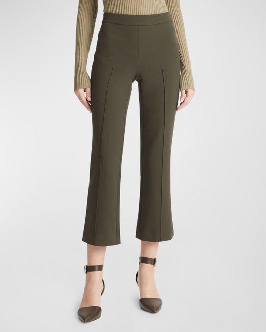 Vince Green Mid-Rise Pintuck Crop Flare Pants