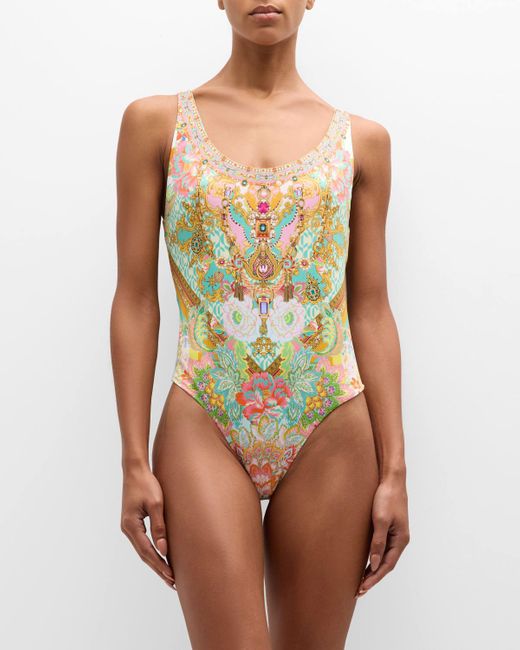 Camilla Blue An Italian Welcome Reversible Scoop One-piece Swimsuit