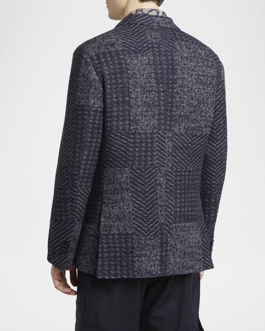 Etro Natural Apos;S Patchwork Knit Two-Button Sport Coat for men
