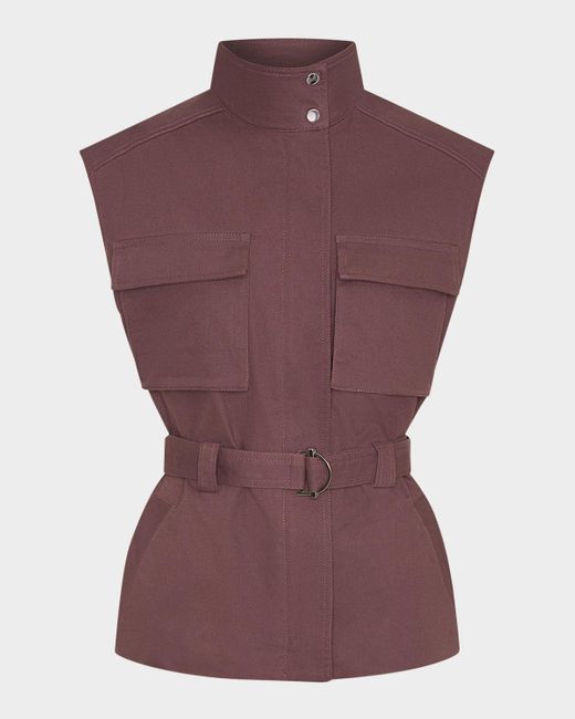 Nicholas Purple Danna Belted Stand-Collar Vest