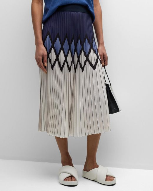 Le Superbe Multicolor Pleated Diamond Midi Skirt