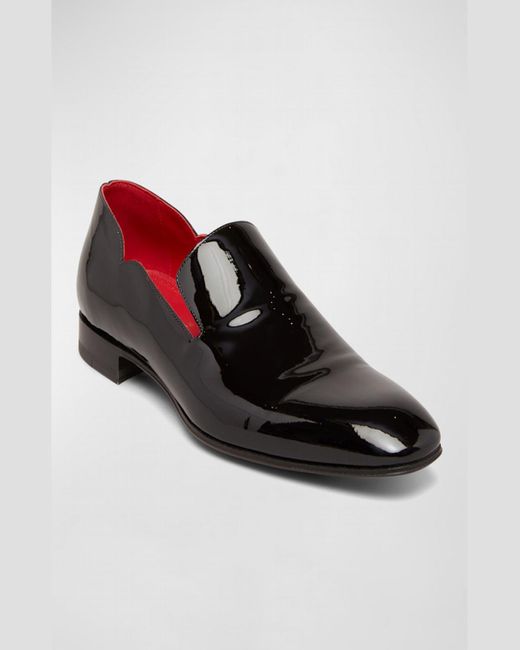 Christian Louboutin Black Dandy Chick Flat Patent Leather Loafers for men
