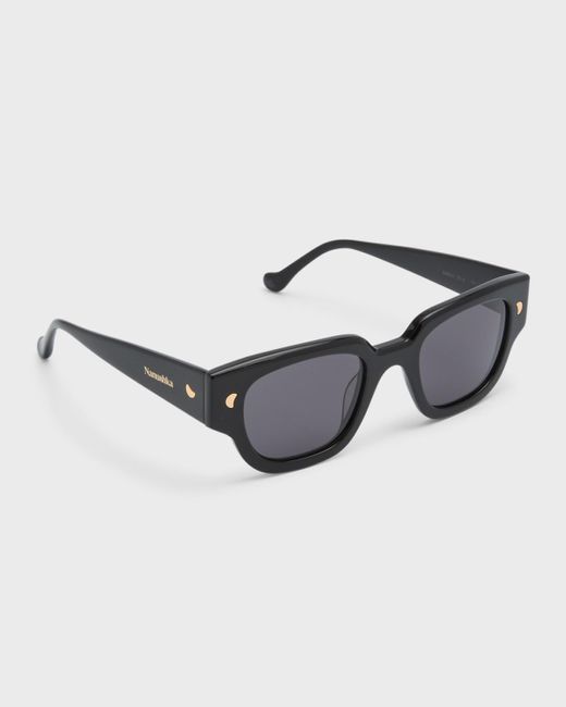 Nanushka Black Samui Acetate Square Sunglasses