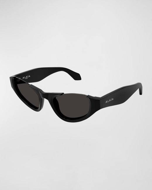 Alaïa Black Semi-rimmed Acetate Cat-eye Sunglasses