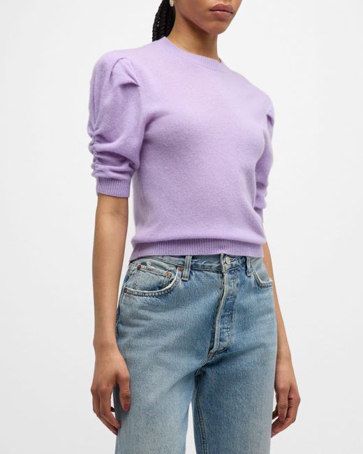 FRAME Purple Ruched Cashmere Sweater