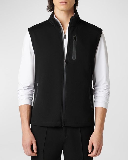 Bugatchi Black Zip Knit Vest for men