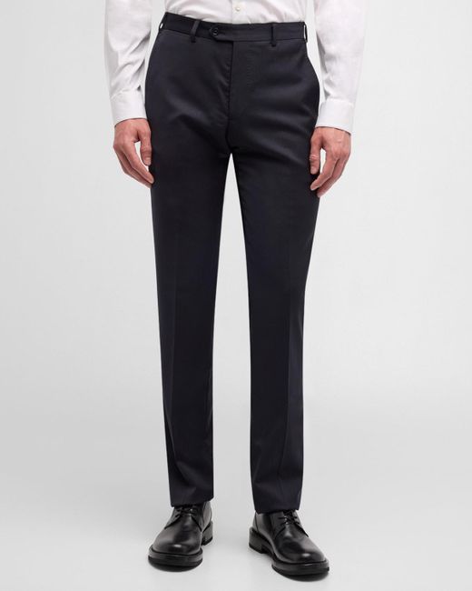 Emporio Armani Gray Basic Flat-front Wool Trousers for men