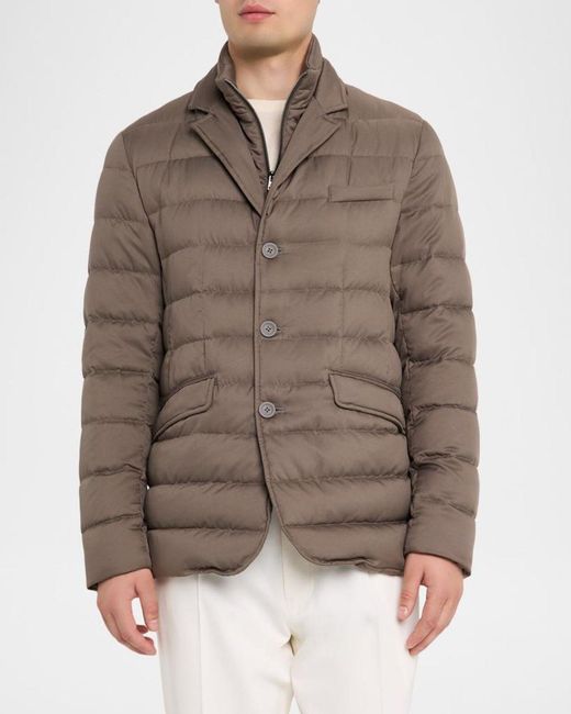 Herno Brown Apos;S Quilted Blazer W/ Bib for men