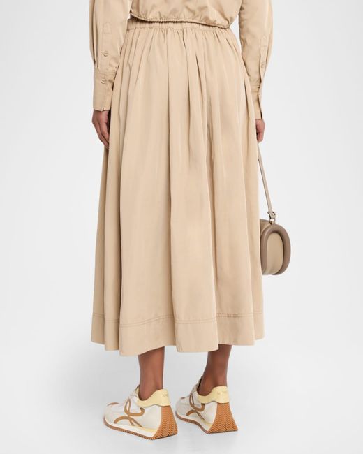 Veronica Beard Natural Bates Drawstring Midi Skirt
