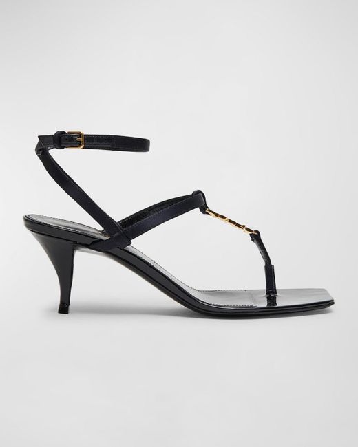 Saint Laurent Metallic Cassandra Ysl Medallion Ankle-strap Sandals
