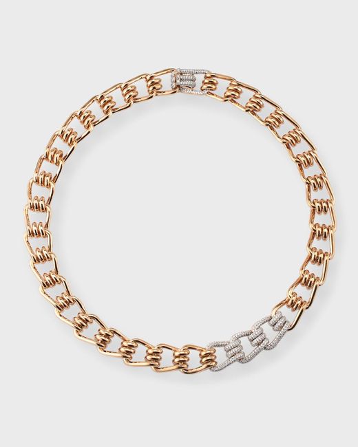 Walters Faith Metallic 18k Rose Gold Huxley Diamond Coil Link Necklace
