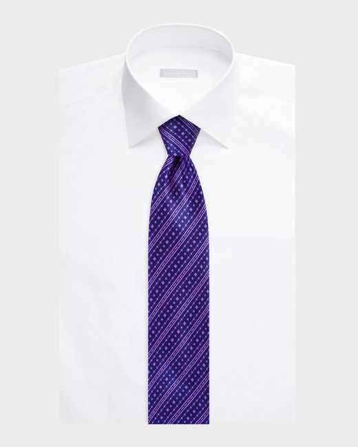 Stefano Ricci Purple Geometric Stripe-print Silk Tie for men