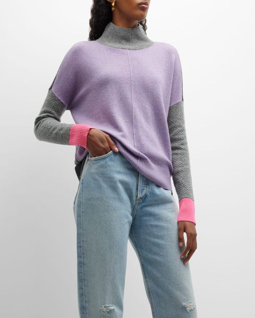 Lisa Todd Blue High Ambition Colorblock Cashmere Sweater