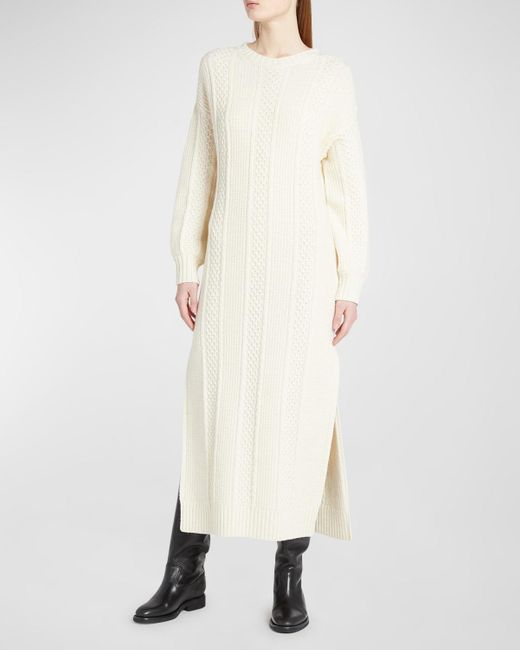 Golden Goose Deluxe Brand Natural Crewneck Cable-knit Maxi Sweater Dress